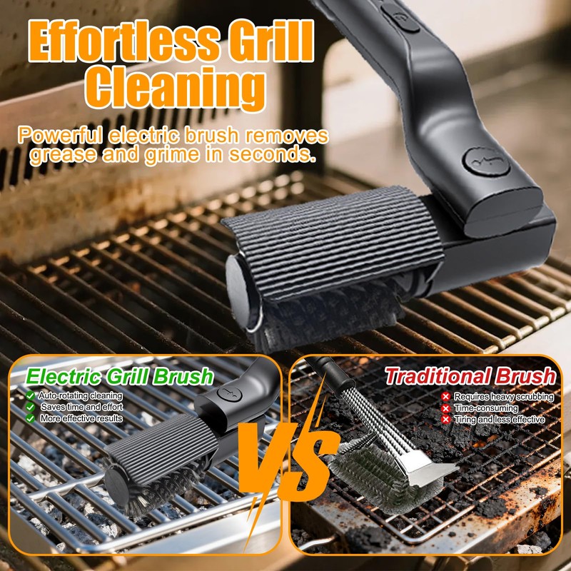 Electric Grill Brush Cordless Rechargeable BBQ Cleaner