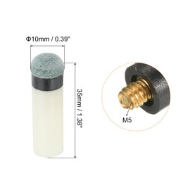 PATIKIL 10mm Dia Screw-on Pool Cue Tips, 10 Set Snooker Billiard Cue Stick Tips Replacement with Pool Cue Ferrules, Grey