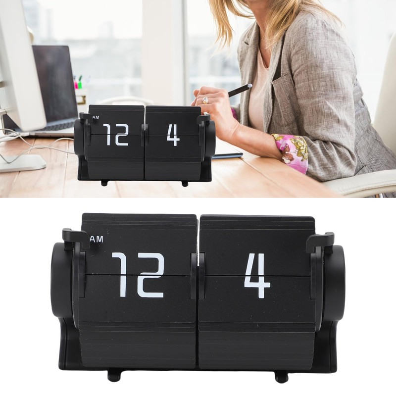Automatic Flip Calendar Clock, Retro Mechanical Digital Desk Alarm Clock,