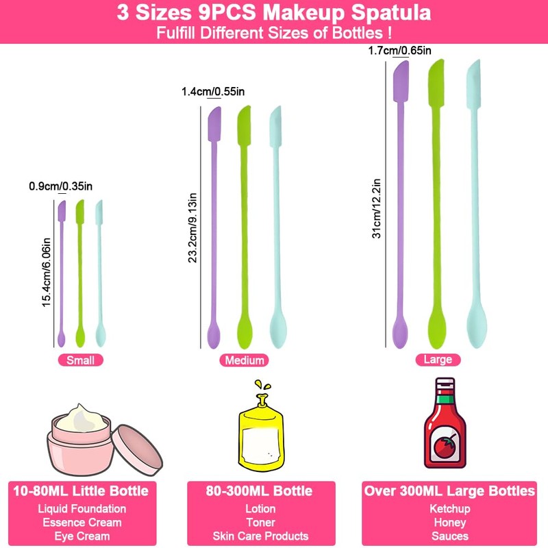 9 Pieces Mini Silicone Spatula-Makeup Spatula-Small Silicone Spatula-Thin Spatula Set