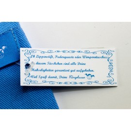 Fairtrade Women's Cosmetic Bag with Embroidery Blue Red 12 x 20 cm Cotton Ringelsuse