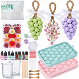Dansib DIY Grape Soap Making Kit Complete Craft Set with with Natural Soap Base Silicone Molds Mica Powder Dried Flowers Coloring Agents and Essential Oils for Homemade Gifts Home Party Decor
