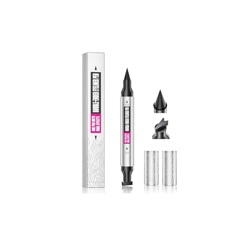 2-in-1 Waterproof Eyeliner Stamp and Liquid Eyeliner Pen, Double-Sided Winged