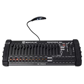 Rockville ROCKFORCE 384 Channel DMX Light/Fog Lighting Controller, MIDI Control, 30 Scene Banks, 6 Chases, LED Display, for DJs and Stage Lighting