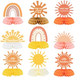First Trip Around The Sun Decorations Honeycomb Centerpieces, Little Sunshine Table Toppers, Sun Birthday Party Decoration for Sunshine Baby Shower