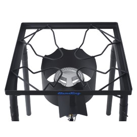 Flame King FK-100KSB Heavy Duty 100,000 BTU Propane Gas Single Burner Bayou Cooker Outdoor Stove for Home Brewing, Turkey Fry, Maple Syrup Prep, Cajun Cooking, 100K Tall, Black