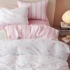 Bildenly Duvet Cover King Size White Pink Love Heart Striped