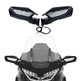 XMT-MOTO Rearview Mirror LED Turn Signal Fit For Honda Goldwing GL1800 2018-2024,Matte Black