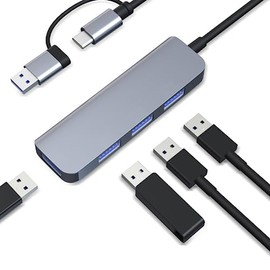 Yostyle Hub USB C 4 en 2, Adaptador USB C Hub a 4 USB, 1 USB 3.0 y 3 USB 2.0 Puertos de 5 Gbps, Ultradelgado Convertidor 4 en 2 Compatible con...     