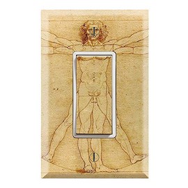 Graphics Wallplates - Vitruvian Man by Leonardo da Vinci - Single Rocker/GFCI Outlet Wall Plate Cover