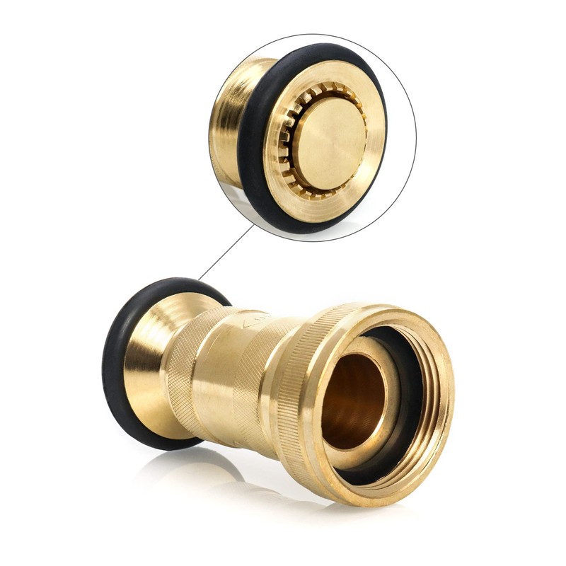 QWORK 1-1/2" NST/NH Brass Fire Hose Spray Nozzle, Heavy Duty