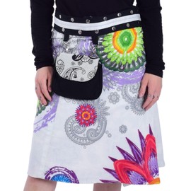 Sunsa Women's knee-length skirt. Summer wrap skirt made of cotton. 2 designs midi skirts in 1. Alternative clothing. Midi skirt knee country summer skirt, black