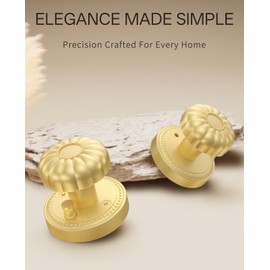Asidrama 2 Pack Privacy Gold Door Knob with Lock, Brush Gold Door Knobs Interior for Bedroom or Bathroom, Heavy Duty Brush Door Handle for Left Right Sided Doors