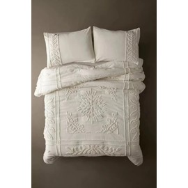 INDACORIFY Bohemian Tufted Duvet Cover Comforter Doone Cover Washed Indian Cotton Duvet 2 Pillow Cover Custom Size Bedding Set (Full 80 X 90 Inches)