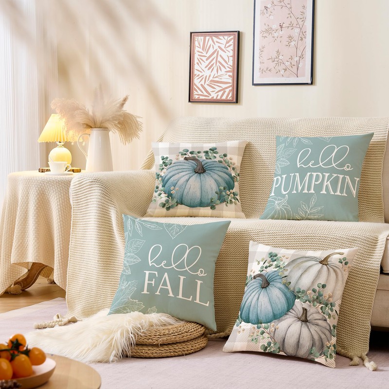 YOSICHY Fall Decor for Home,Fall Pillow Covers 18x18 Set of