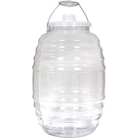 Made in Mexico Mexican Clear Vitrolero with Lid 5 Gallon Jug for Aguas Frescas Juice Sun Tea or other Beverages with Lid 20 L Clear Food-Grade Plastic Container for Parties Reusable W/Metal Handle