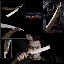 Armory Replicas SWEENEY TODD DEMON BARBER'S STRAIGHT RAZOR REPLICA, BURTON DEPP SHAVING SONDHEIM