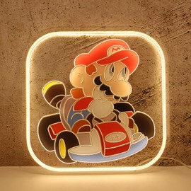 Anime Neon Sign Mario Kart Neon Sign Dimmable LED Neon Lights With Brightness Adjustment for Mario Decor Kids Boys Man Cave Game Room Bedroom Fans Club Wall Art Decor