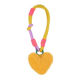 Dhdfisd Plush Heart Keychain Y2k Cute Aesthetic Pom Pom Keychain Braided Rope Keychain Bag Charms Car Wrist Strap Lanyard (yellow heart)