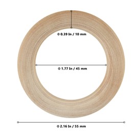 MUKLEI 80 PCS 55mm Natural Wood Rings, Unfinished Round Wooden Craft Ring Hoops for Ring Pendant Connectors, Jewellery Making, DIY Craft