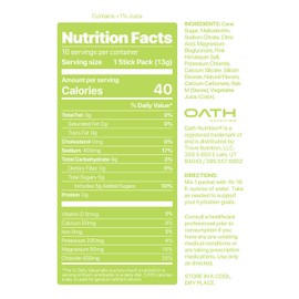 Oath Nutrition Hydration Electrolyte Powder, Complete Electrolyte Blend for Rapid Hydration and Muscle Support, 16 Single-Serve Packets, Watermelon Lime