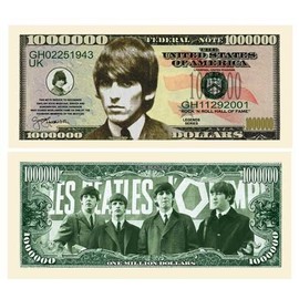American Art Classics George Harrison Million Dollar Bill in Currency Protector - Best Gift for Beatles Fans