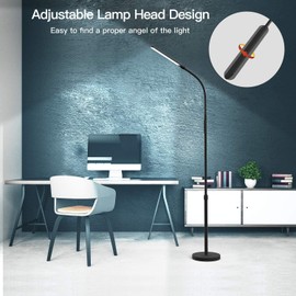 NXONE Led Floor Lamp,Modern Reading Adjustable Standing Height 4 Colors and Stepless Brightness Work Lamp for Living Room Bedroom Reading, Black