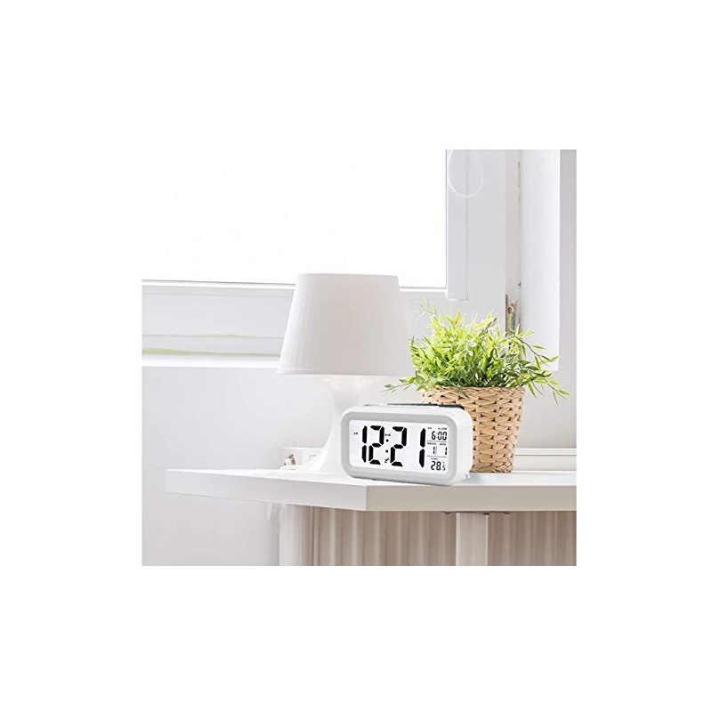 Alarm Clock, LED Digital Alarm, Clock, Calendar, Temperature & Humidity