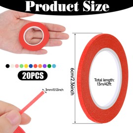 20 Rolls 1/8 inch Whiteboard Tape Line, Graphic Tape, Pinstripe Tape for Dry Erase Board, Draping Tape, Gridding Tape for White Board, Art, Office, School, Total Length 512FT