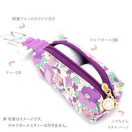 glf01 Golf Ball Case with Carabiner, Tea Case, Golf Equipment, Niko-chan, Women's, Men's, Accessories, Handmade, Made in Japan, Houndstooth (with pearls), Houndstooth (with pearls)