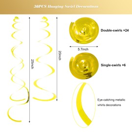Fumwase Party Swirl Decorations Gold Shinny Foil Hanging Swirl Decorations Plastic Streamer for Ceiling Plastic Streamer for Party Decorations Metallic Hanging Swirl Pack of 30