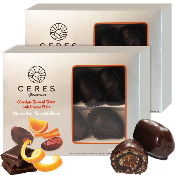 Dark Chocolate Coated Medjool Dates Stuffed with Almonds 2 Packs-8.46