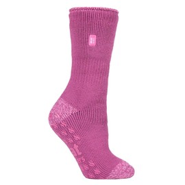 HEAT HOLDERS - Women's Warm Non-Slip Stopper Thermal Socks with ABS Sole 2.3 TOG, Pink Juniper