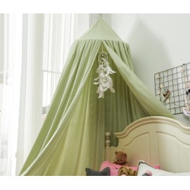 Mengersi Bed Canopy for Girls, Round Dome Canopy Curtains Room Decoration Princess Castle, Dreamy Mosquito Net Bedding (Sage Green)