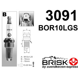 BRISK Premium Racing BOR10LGS 3091 Spark Plugs (Pack of 2)
