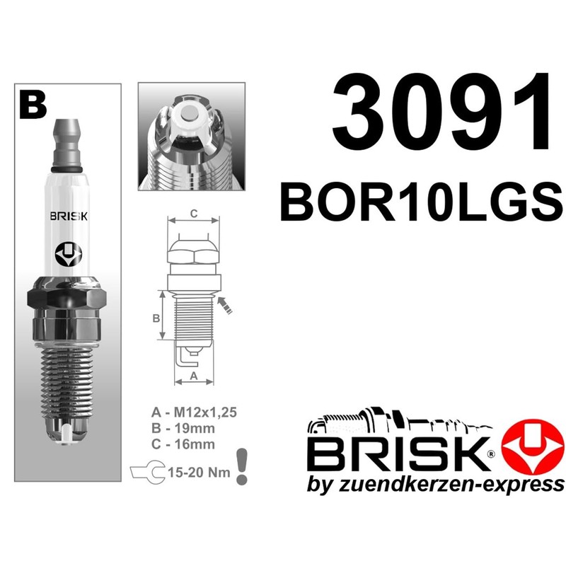 BRISK Premium Racing BOR10LGS 3091 Spark Plugs (Pack of 2)