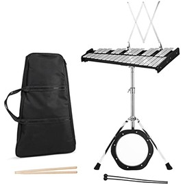 FUTADA Glockenspiel Xylophone Bell Kit 30 Notes, Percussion Glockenspiel with Wood Base & Electroplated Adjustable Height Frame, Music Stand, an 8" Practice Pad, Carrying Bag for Adults and Kids