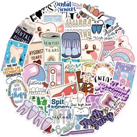 50 Pcs Dentist Stickers for Kids Teens Adults,Laptop,Skateboard,Luggage,Car,Bike,Cup,Computer,Water Bottle Stickers Pack Decor,Dentist Vinyl Waterproof Sticker Decal