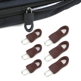 Lohas Select Pack of 6 Zip Pull Replacement Zip Handle Repair Zip Pull Tab Repair for Clothes, Bags and Crafts (2 Colours) (Brown)