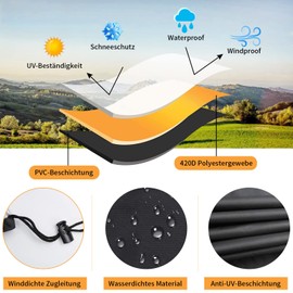 Hoypeyfiy Garden Furniture Cover for Garden Furniture 600D Oxford Waterproof Protective Cover Anti-UV Tarpaulin for Garden Tables Patio Furniture Rectangular (125 x 125 x 74 cm) - Black