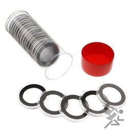 (1) Airtite Coin Holder Storage Container & (20) Black Ring 29mm Air-tite Coin Holder Capsules for 1/2oz Gold Libertads and Onzas