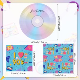 50 Pcs 90's Party Paper Plates Napkins and Mix CD Plates I Love The 90's Tableware Set for 1990's Retro 90s Back to 90s Theme Birthday Music Party Decorations Serves 25 Guest