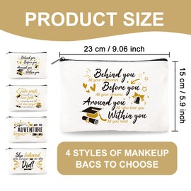 Doodlream Canvas Makeup Bag - 4Pcs Motivational Cosmetic Bags Travel Organizer Portable Accessories with Zipper