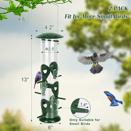 FEED GARDEN FEED GARDEN Metal Tube Bird Feeders for Outdoors Hanging, 1 Pack 6-Port Squirrel Proof Bird Feeder for Outside, Bird Feeders with Heavy Duty Metal Lid, Chew-Proof