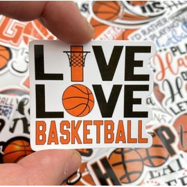 AOWDIAO Pegatinas de baloncesto para botellas de agua, lindos regalos de baloncesto, 50 piezas, calcomanías deportivas para niños, adolescentes, adultos