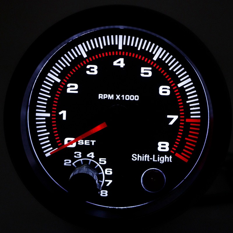 3.75in Black Racing Car Tachometer 0‑8000 RPM 12V Universal Automobile