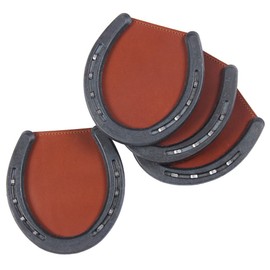Col. Littleton Genuine Imported Italian Leather Horseshoes Coasters | Set of 4 | Made in Lynnville, TN USA