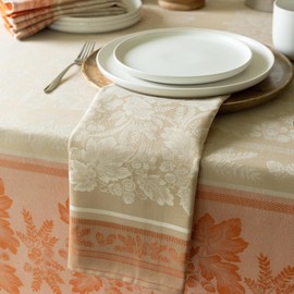 Benson Mills Harvest Gathering Heavyweight Engineered Jacquard Fabric Cloth Napkins, Décor for Fall, Harvest, and Thanksgiving Tablecloths (Golden Rust, 18" x 18" Napkins Set of 4)