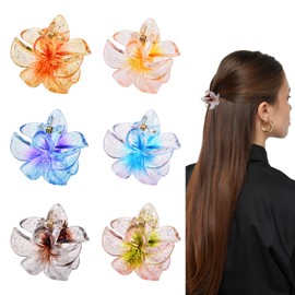 Dewocke Pack of 6 Flower Hair Clips, Non-Slip Hair Clips, Cute Hair Clips, Women Girls Hair Styling Accessories for Women, Thick Thin Hair, Everyday Party, Wedding and Beach Party, Pool, Holiday