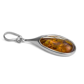 Ian and Valeri Co. Genuine Amber Sterling Silver Drop Large Pendant